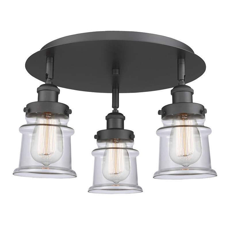 Innovations Lighting Canton - 3 Light 17" Flush Mount - Clear/Matte Black