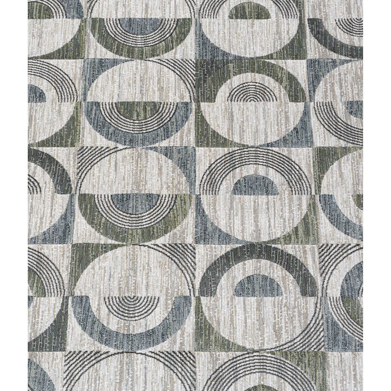 Aubrey Green, Blue, Charcoal, Ivory and Gray Polyester Area Rug - 9' x 12'