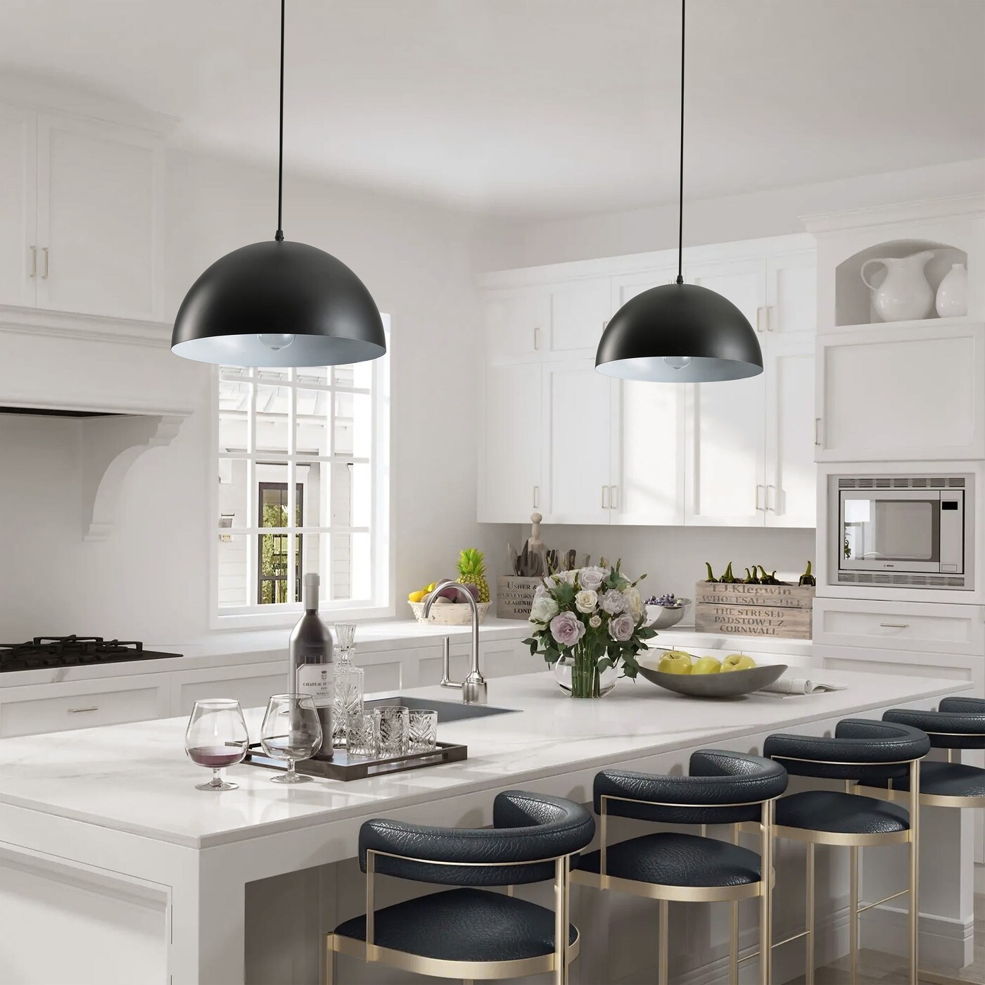 Black 13.8 inches Metal Dome Modern Pendant Light Fixture On Sale Bed Bath Beyond 38235238