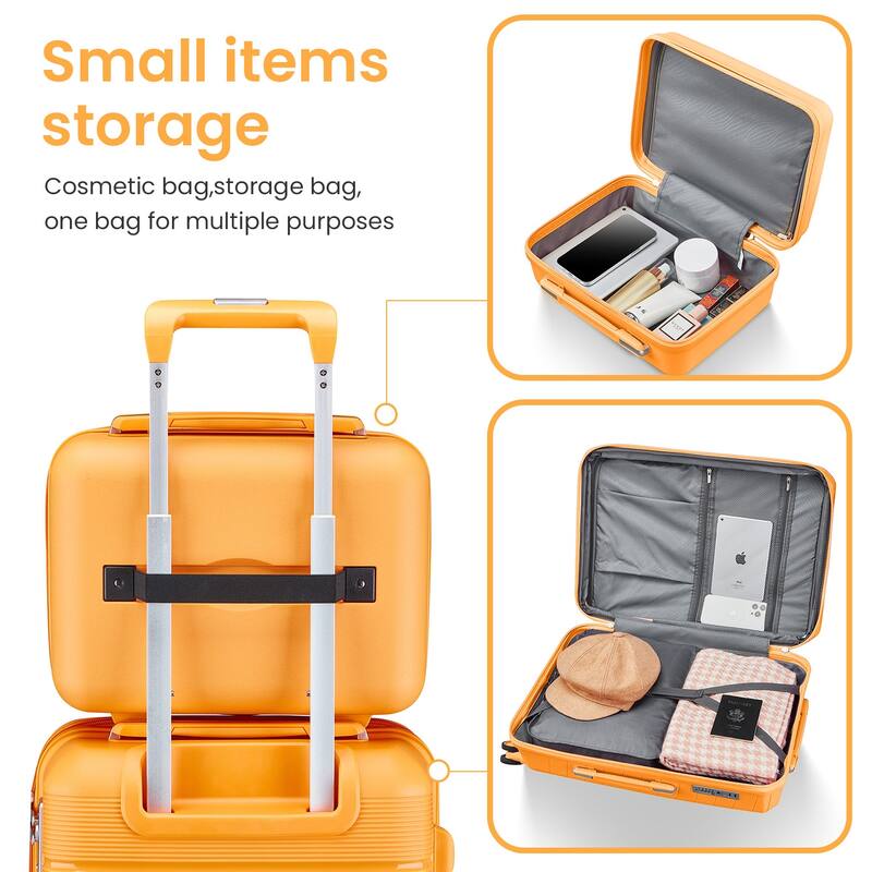 Luggage 4 Piece Sets, Expandable Carry On Luggage Set Hardshell PP, Suitcase Set with Wheels and Adjustable 3-level Handle