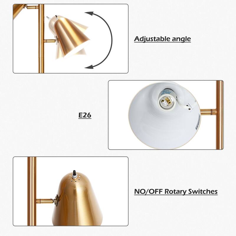 Tree Floor Lamp with 3 Adjustable - Gold
