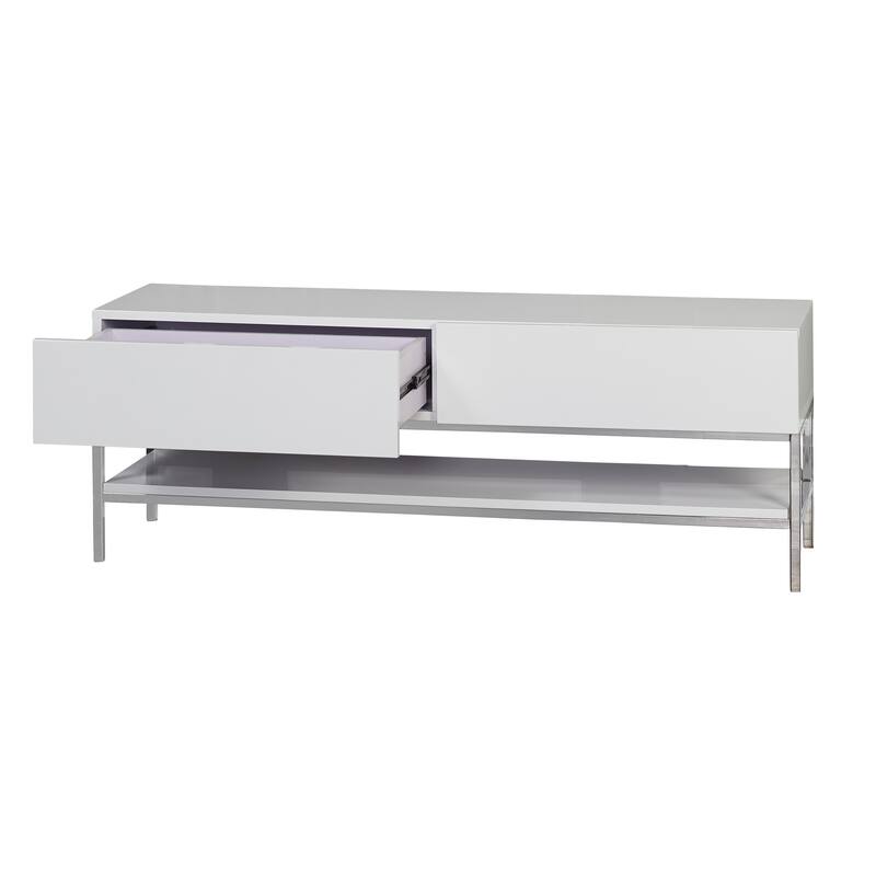 Simple Living Lewis White High-Gloss TV Stand