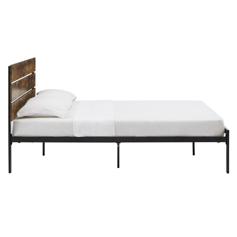 Aabira Metal Platform Bed with Wood Finish Panels by iNSPIRE Q Modern
