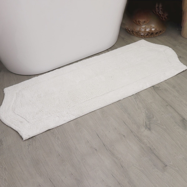 slide 2 of 10, Home Weavers Bathroom Rug, Cotton Soft, Water Absorbent Bath Rug, Non Slip Shower Rug Machine Washable 22"x60" Runner White