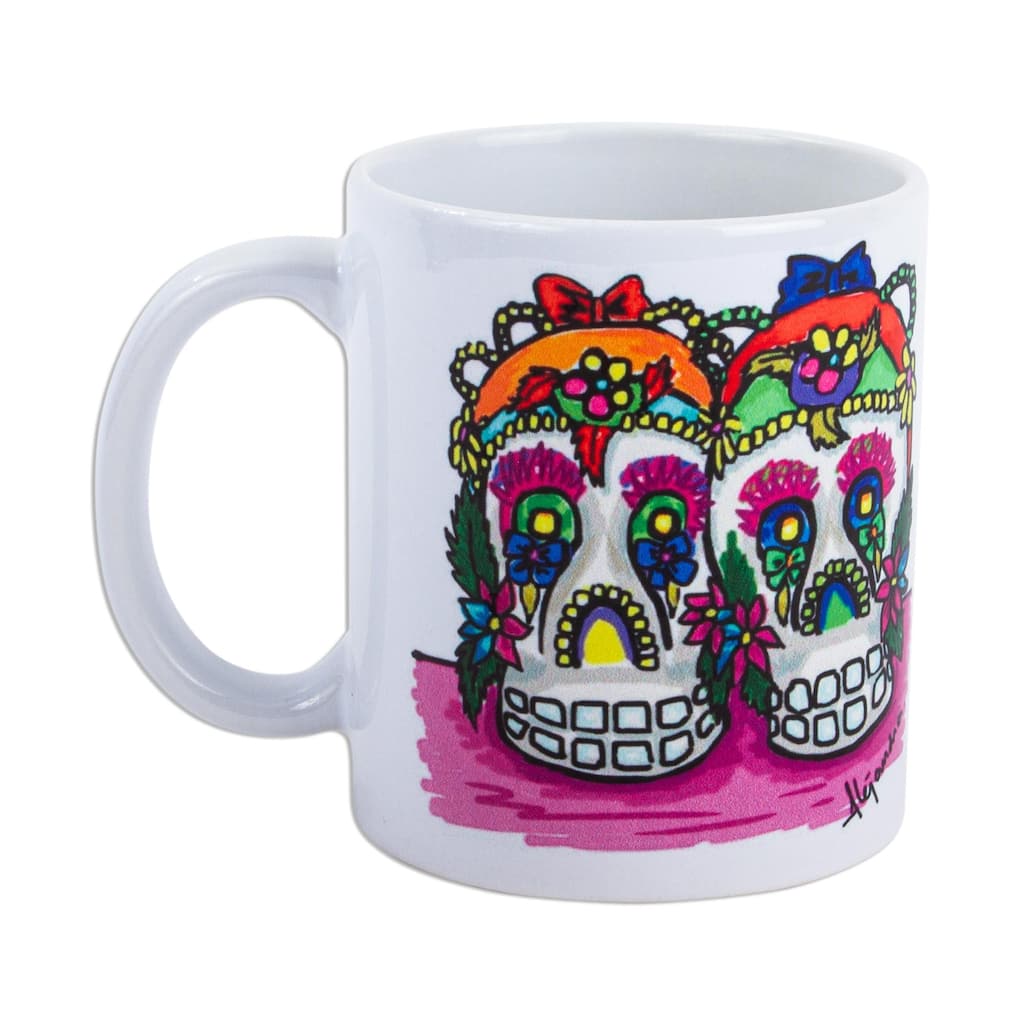Novica Handmade Mexican Sugar Skulls Ceramic Mug