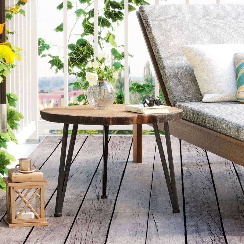 VENTOPYR MGO Faux Wood Outdoor Round Side Coffee Table