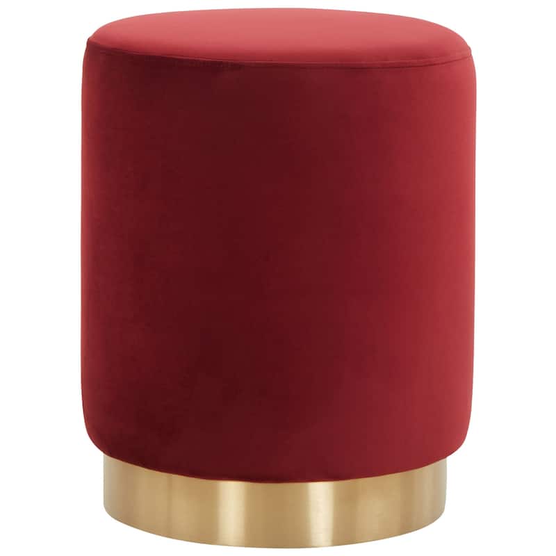 SAFAVIEH Couture Fanka Velvet Ottoman with Brass Base- Navy / Brass