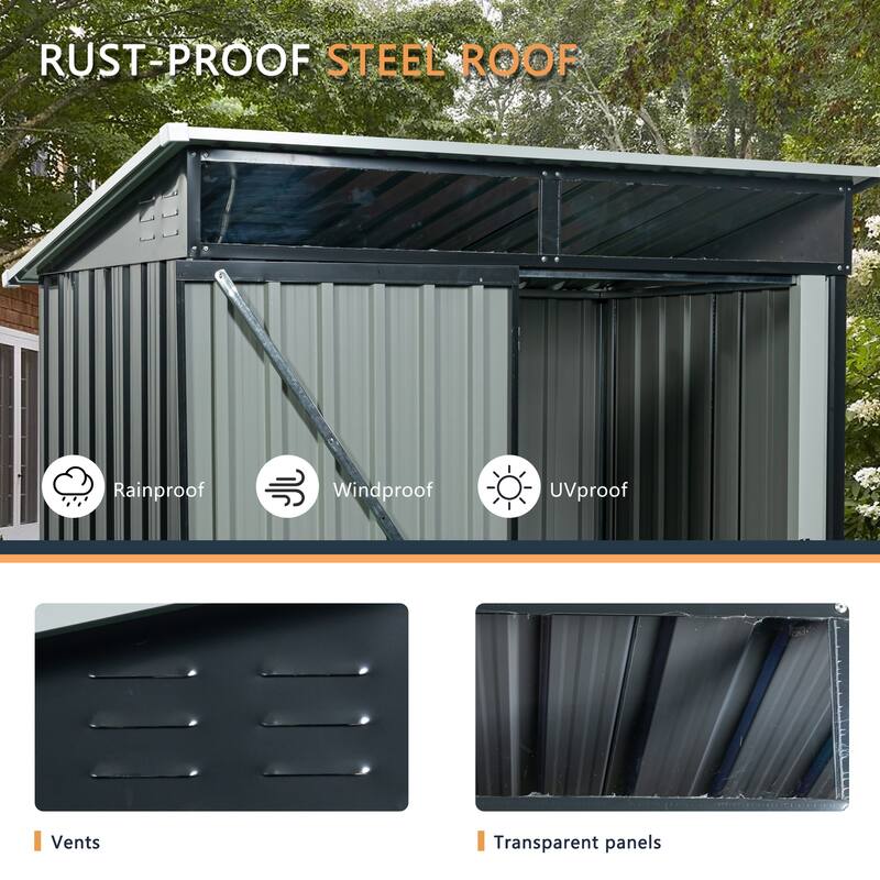 5ft x 3ft Outdoor Metal Storage Shed Transparent Plate