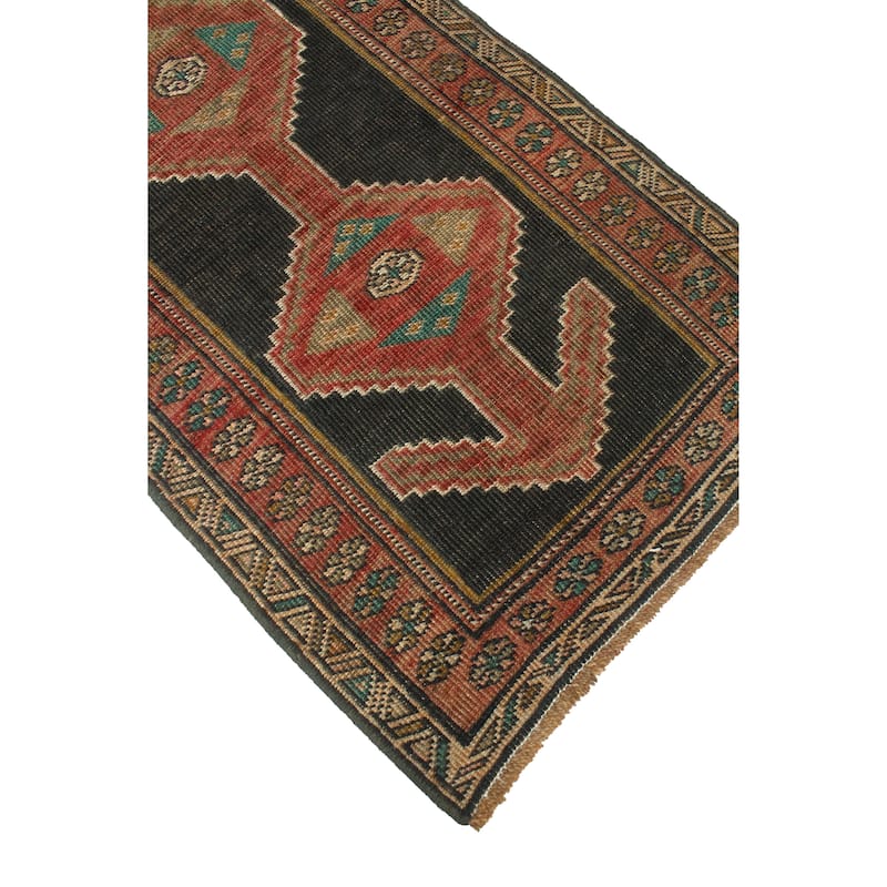 Fine Vintage Distressed Subbooh Navy/Rust Runner - 2'7" x 8'4"