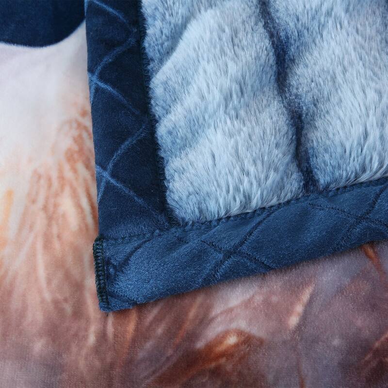 Warm Fleece Blanket Striped Fluffy Plush Bed Blanket 85"x93", 9lbs