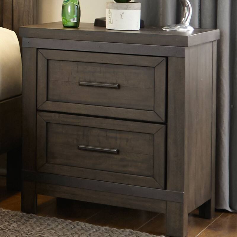 Thornwood Hills Rock Beaten Grey Finish 2 Drawer Night Stand - 2-drawer