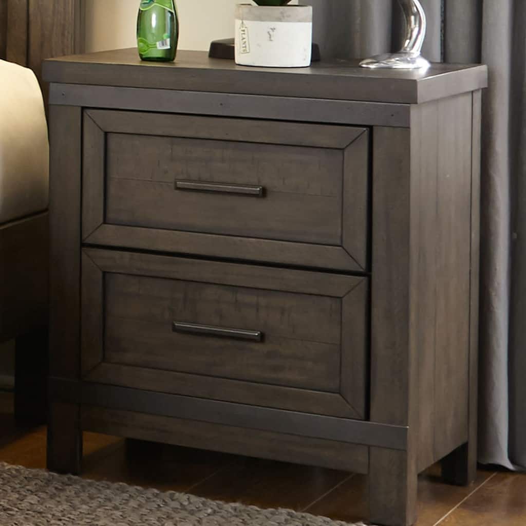 Thornwood Hills Rock Beaten Grey Finish 2 Drawer Night Stand