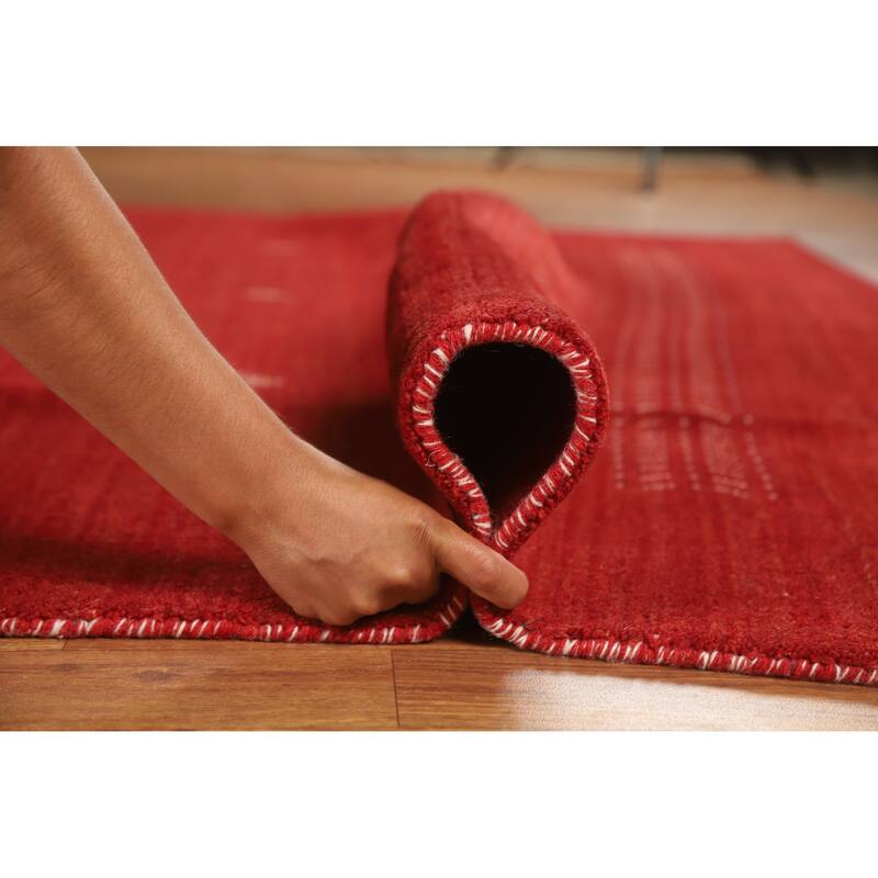 Hand Knotted Oriental 100% Wool Carpet Tribal Tribal Red Gabbeh Area Rug - 9' 7'' X 6' 7''