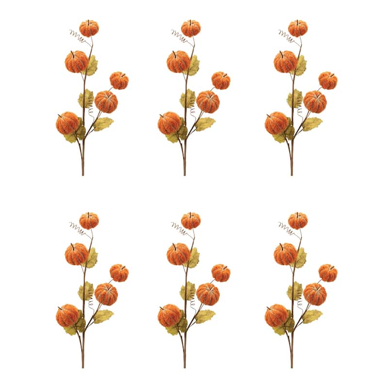 HomeRoots Set of Six Orange and Green Fall Mini Pumpkins Wreath Sprays