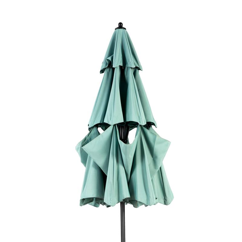 9.64 ft. Steel Market Outdoor Patio Umbrella with 8 Ribs, 3 Tier Auto-tilt Umbrella, (Base Not Included)