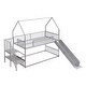 preview thumbnail 11 of 10, Twin Size Metal Bunk Bed House Bed with Slide and Staircase, Silver