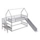 preview thumbnail 5 of 5, Twin over Twin Size Metal Bunk House Bed with Slide and Convertible Staircase, Space-Saving Design