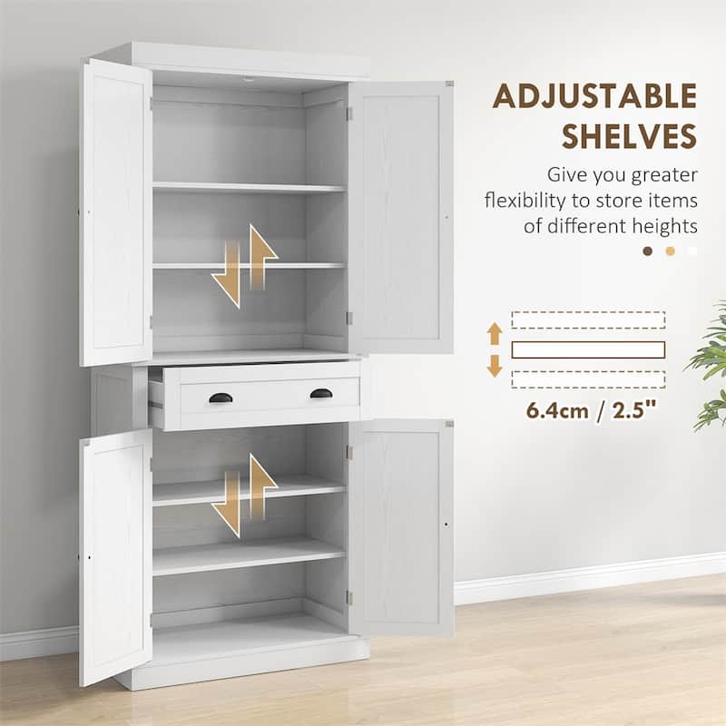 72.5" Kitchen Pantry Cabinet,Traditional Freestanding Storage Cabinet