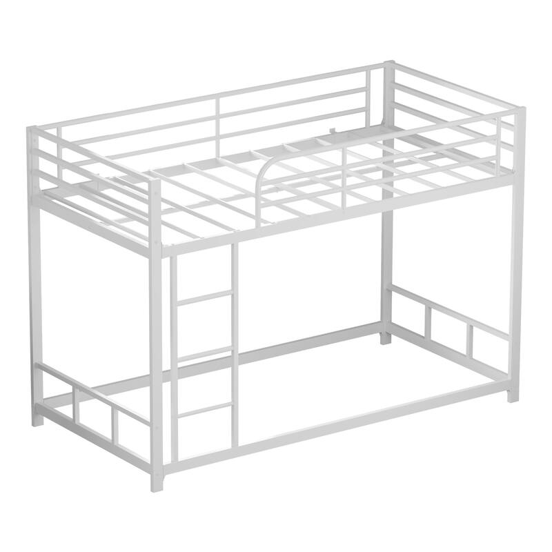 Bunk Bed Twin Over Twin, Heavy Duty Metal Bunk Twin Bed Frames with Safety Guard Rails & Ladder