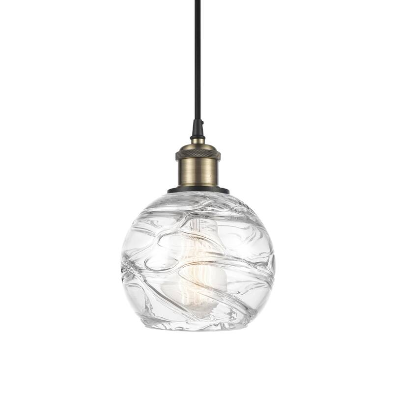 Innovations Lighting 516-1P-8-6 Athens Pendant Athens 6" Wide Mini - Clear Deco Swirl / Black Antique Brass