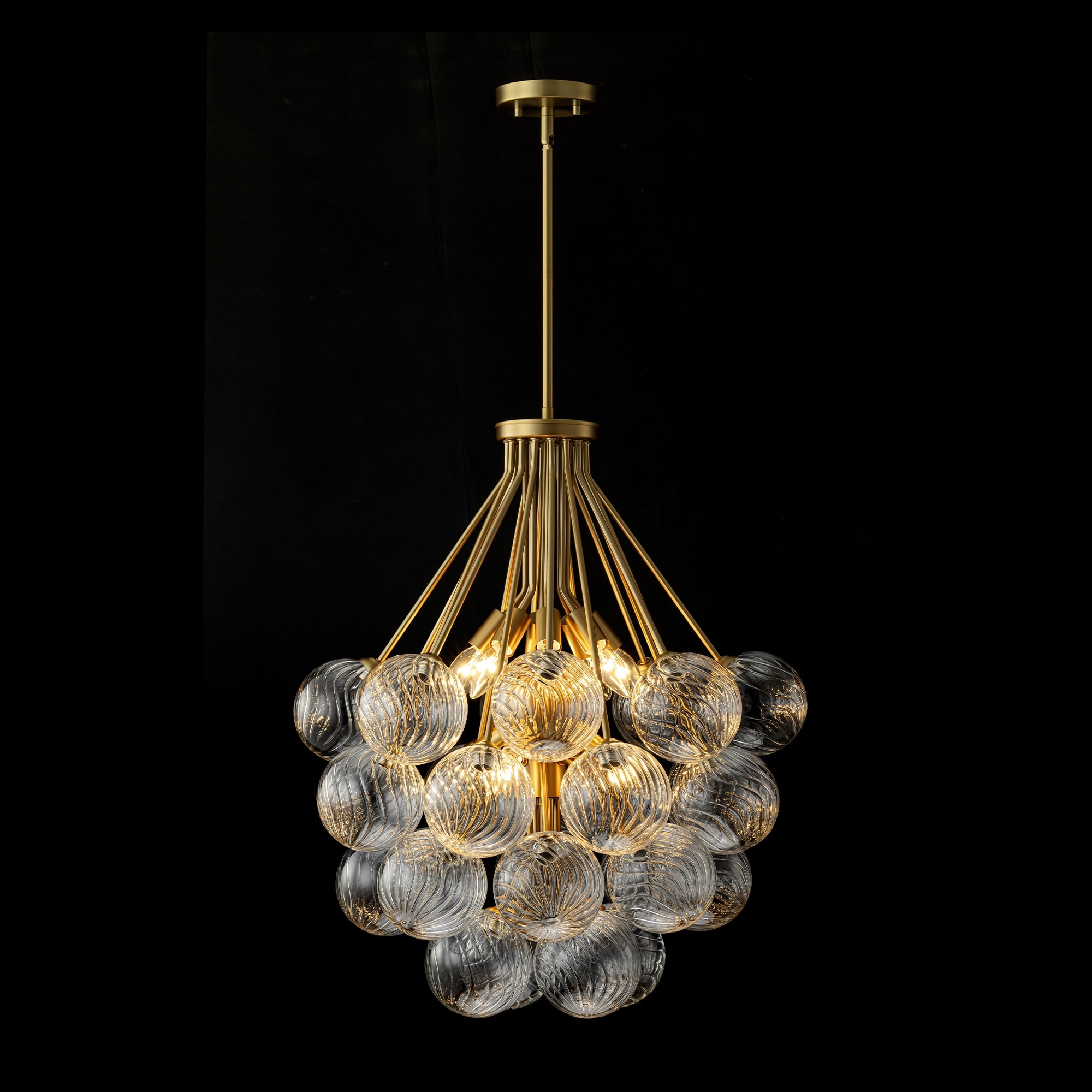 sputnikページ 12-Light Mid-Century Modern Gold Sputnik Textured Glass