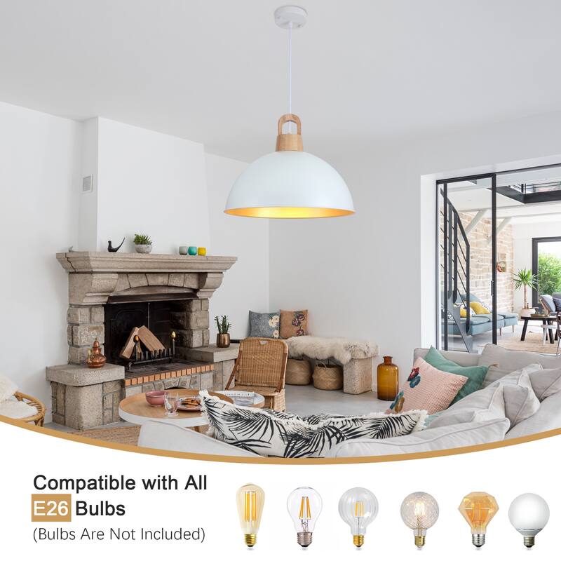 1 - light Industrial Dome Pendant Modern Hanging Lamp for Dining Room Living Room Foyer