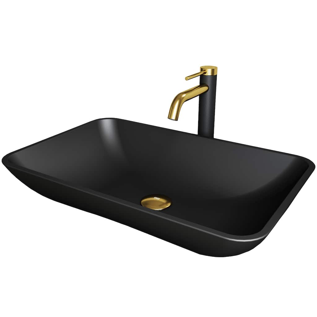 Vigo Hadyn 22" MatteShell� Vessel Bathroom Sink with 1.2 GPM Lexington - Matte Brushed Gold / Matte Black