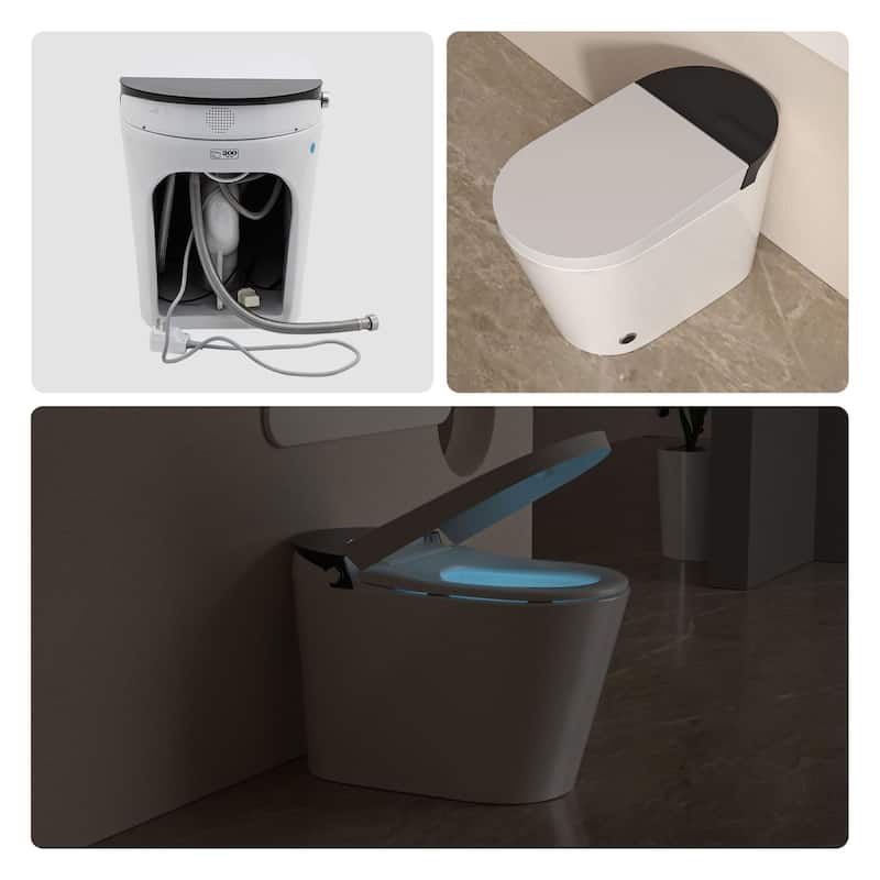 1-Piece 1.28 GPF Auto Single Flush Elongated Bidet Toilet Smart Toilet in White