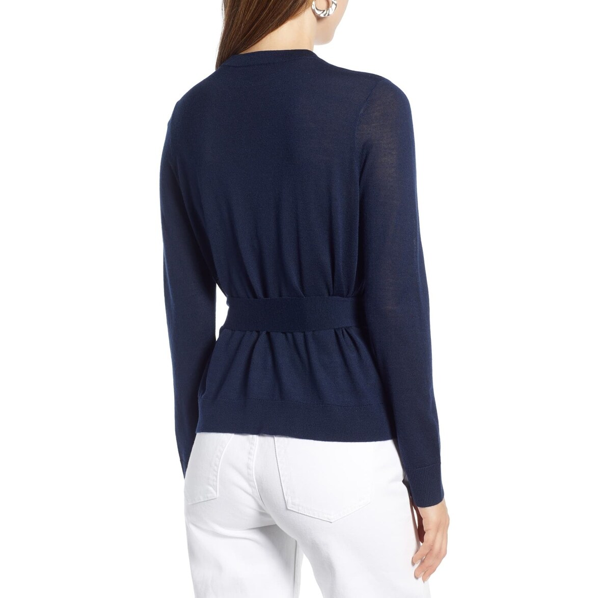 navy blue wrap sweater