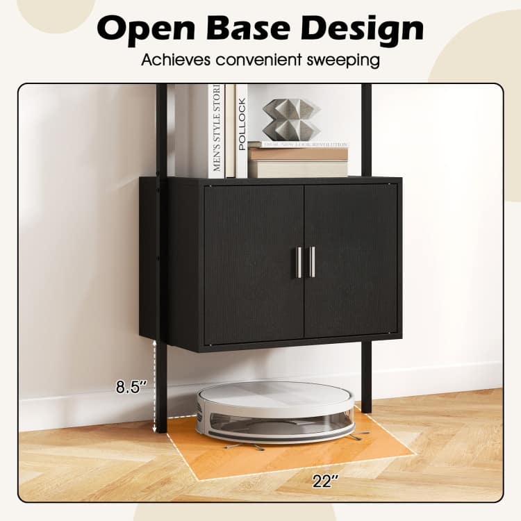Engineered Wood Ladder Bookshelf with Cabinet Storage - 24" x 14" x 72.5"