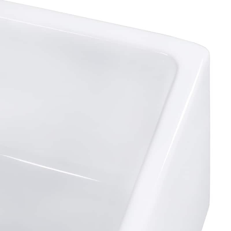 Ruvati 33 x 18 inch Fireclay Farmhouse Apron-Front Kitchen Sink Double Bowl - White - RVL2311WH