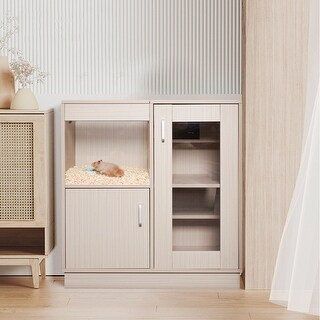 Picture of 4-Tier Wooden Hamster Cage with Storage Cabinet and Openable Top - Bed ...