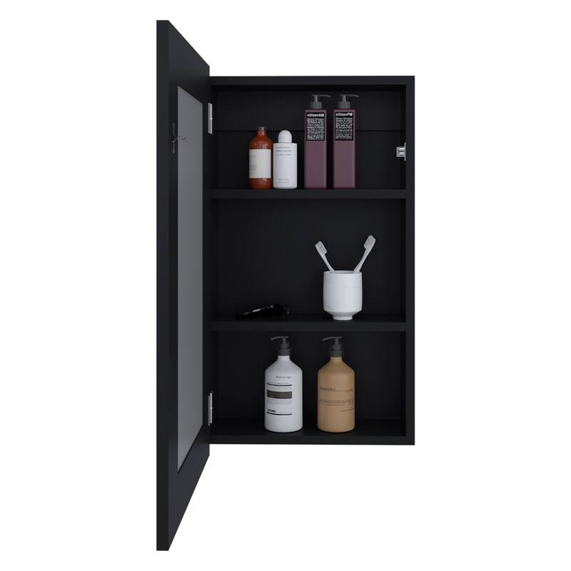 25.7" H x 15.7" W Narrow Mirror Medicine Cabinet, 1 Door with 3 Shelves，Space-Saving Storage Solution