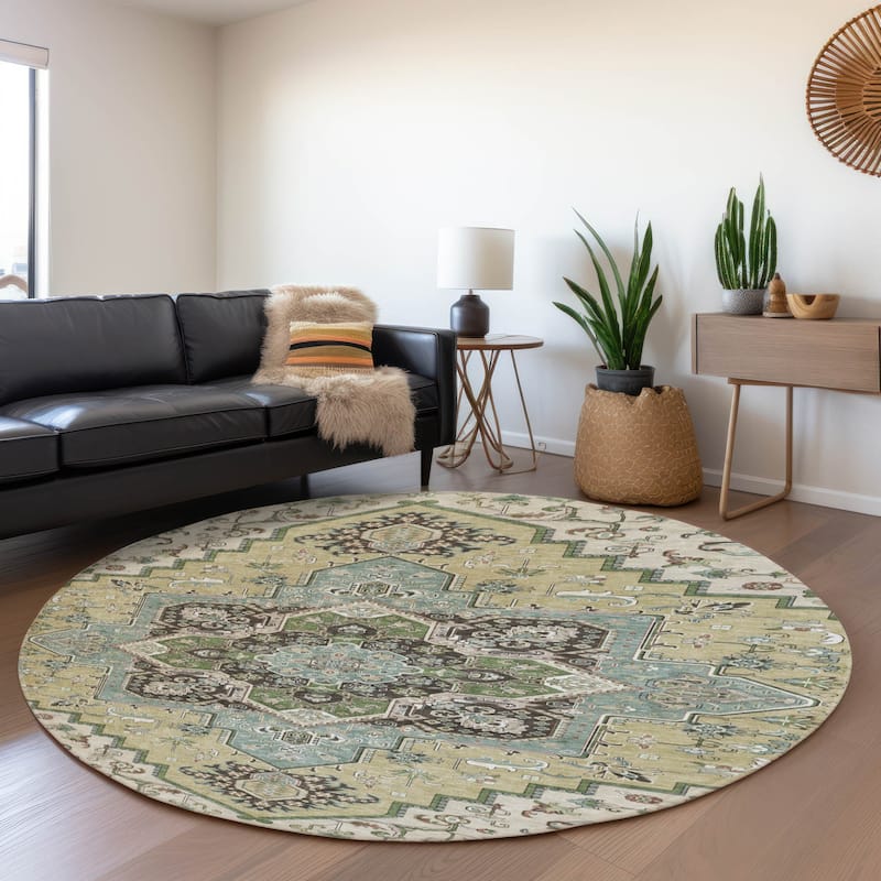 Premium Washable Super Soft Traditional Oriental Mayfield Rug - Beige - 8' x 8'
