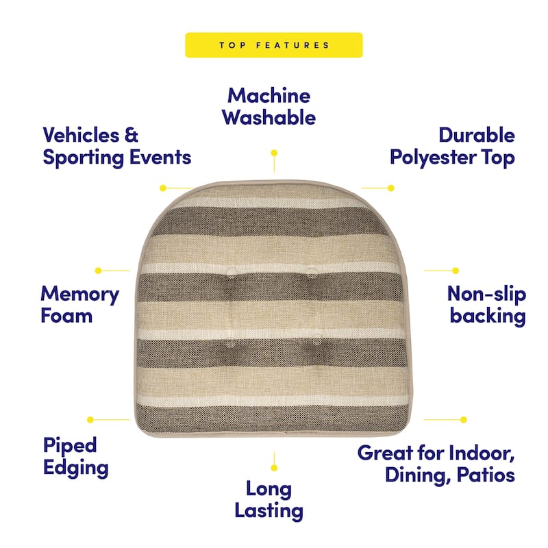Bradford Striped U Shaped Memory Foam Chair Pad
