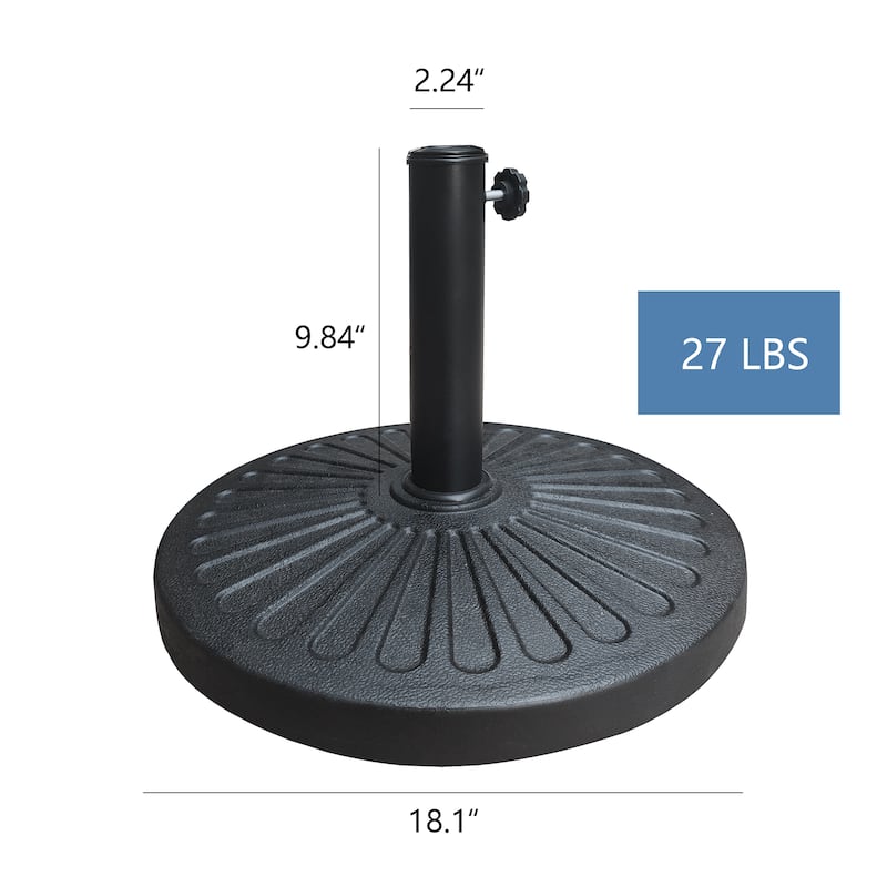 6.5ft Square Black/White Stripe Color Market Umbrella with Stand/Base