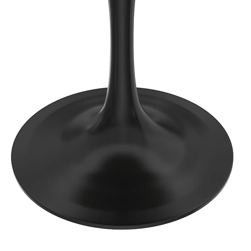LeisureMod Verve 27" Round Dining Table with MDF Wood TableTop and Black Steel Base for Kitchen & Dining Room - 27.56"
