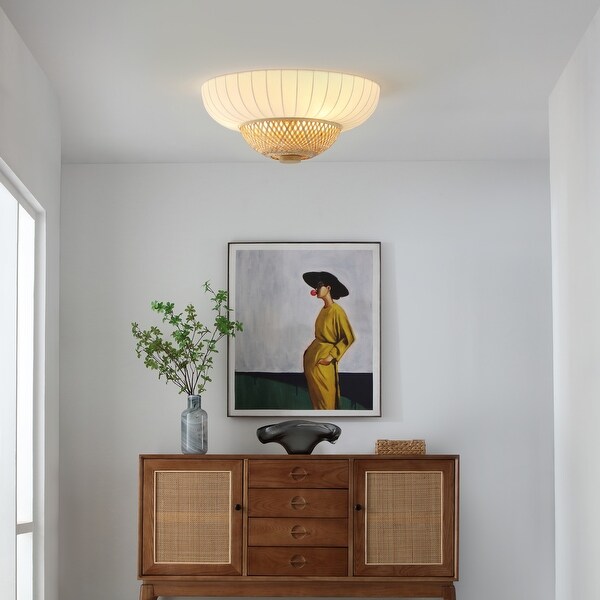 Hikari - Japanese Boho-Chic 3 Light Ceiling Light With Woven