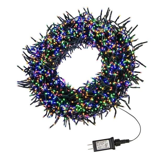 2000Count Multicolor LED Cluster Christmas Lights, 65 ft Green Wire