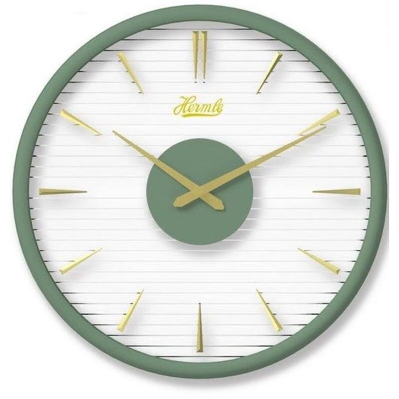 Quartz Round Metal Wall Clock - 12" - Green