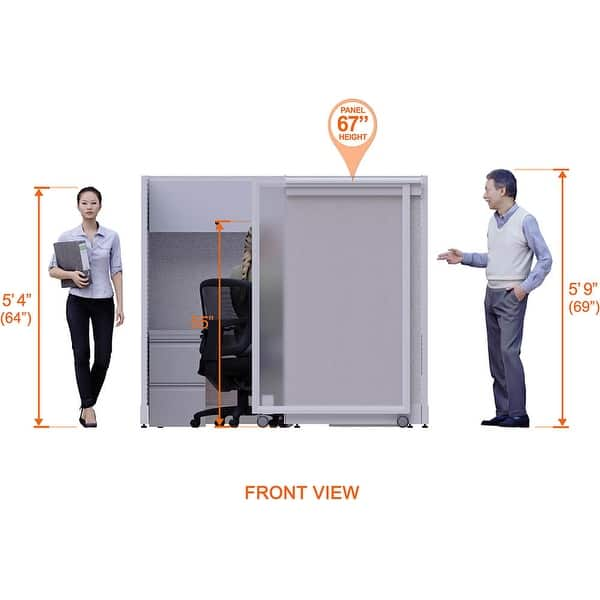 dimension image slide 2 of 7, Cubicle with Sliding Door 67H 4pack Cluster