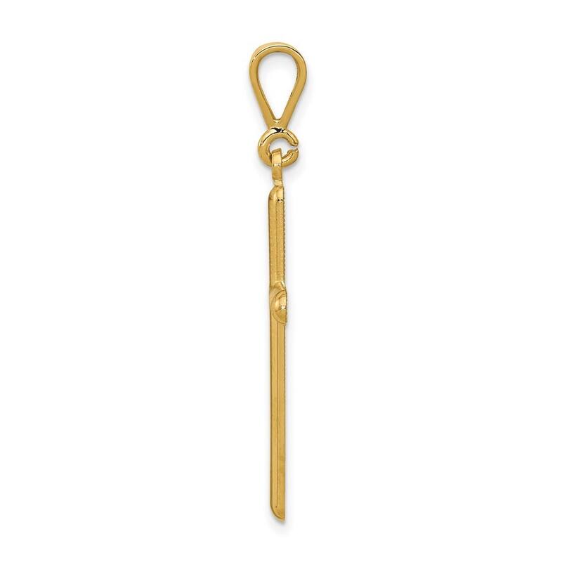 Curata 14k Yellow Gold 18" 27x16mm Solid Polished Textured back Cross Necklace