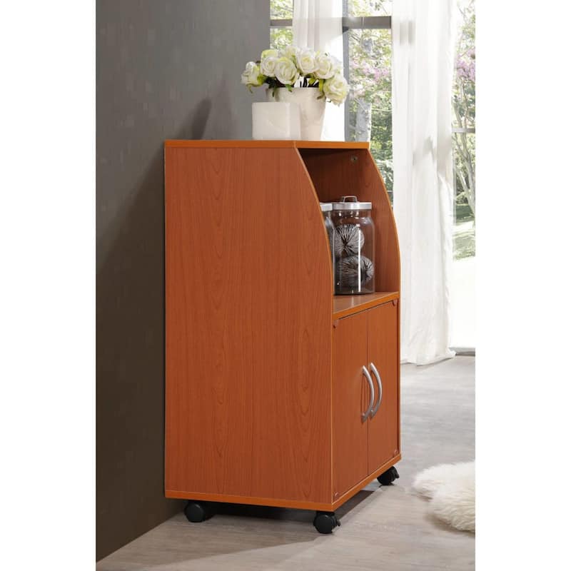 33" Cherry Red Solid Microwave Kitchen Cart