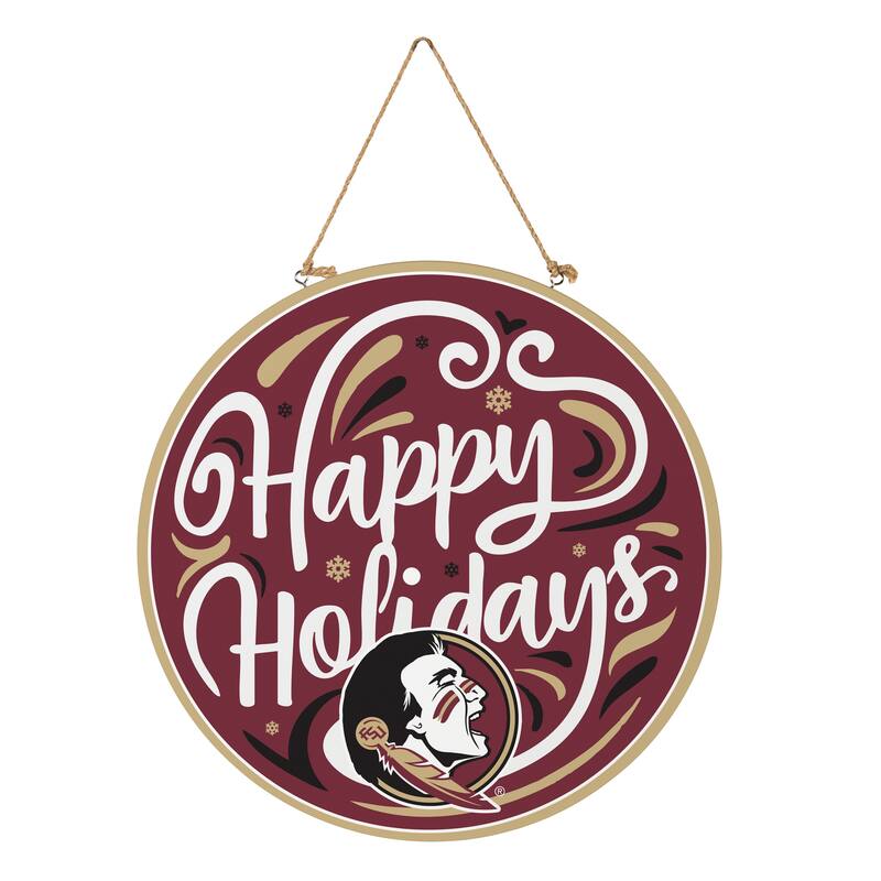 Florida State University 18" x 18" Happy Holidays Door Décor Wall Sign - 18" x 18"