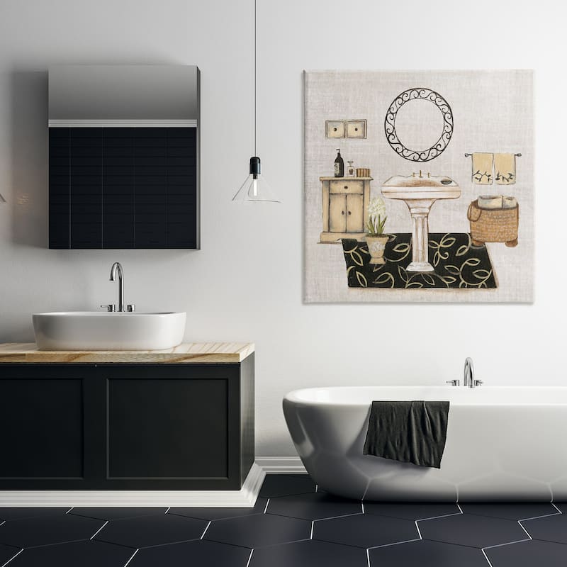 Stupell Vintage Luxurious Bathroom Canvas Wall Art Design By Janet Tava