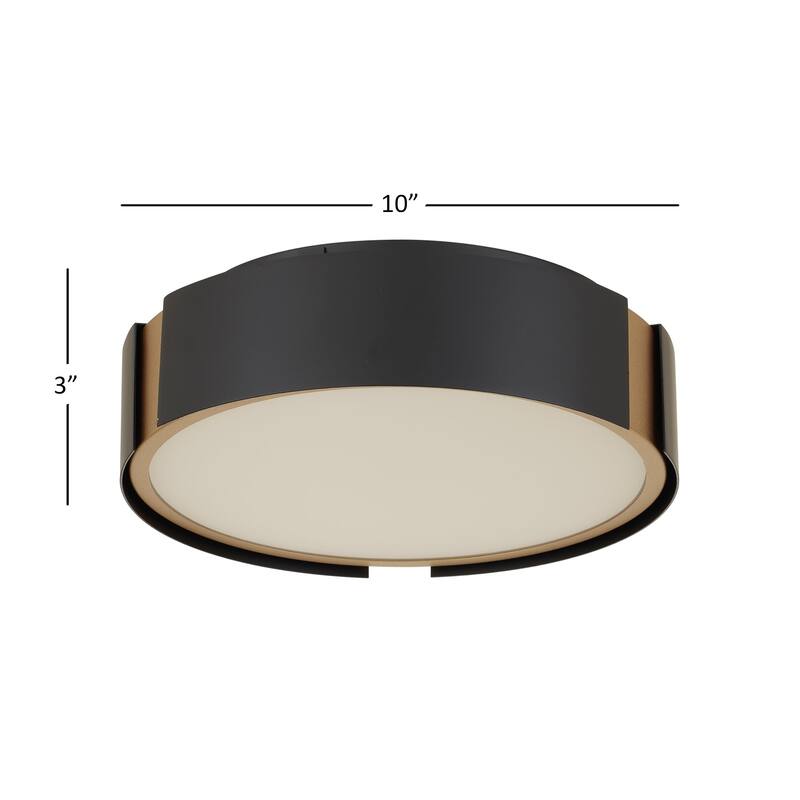 Ember 10" Matte Black Brass LED Flush Mount Ceiling Light
