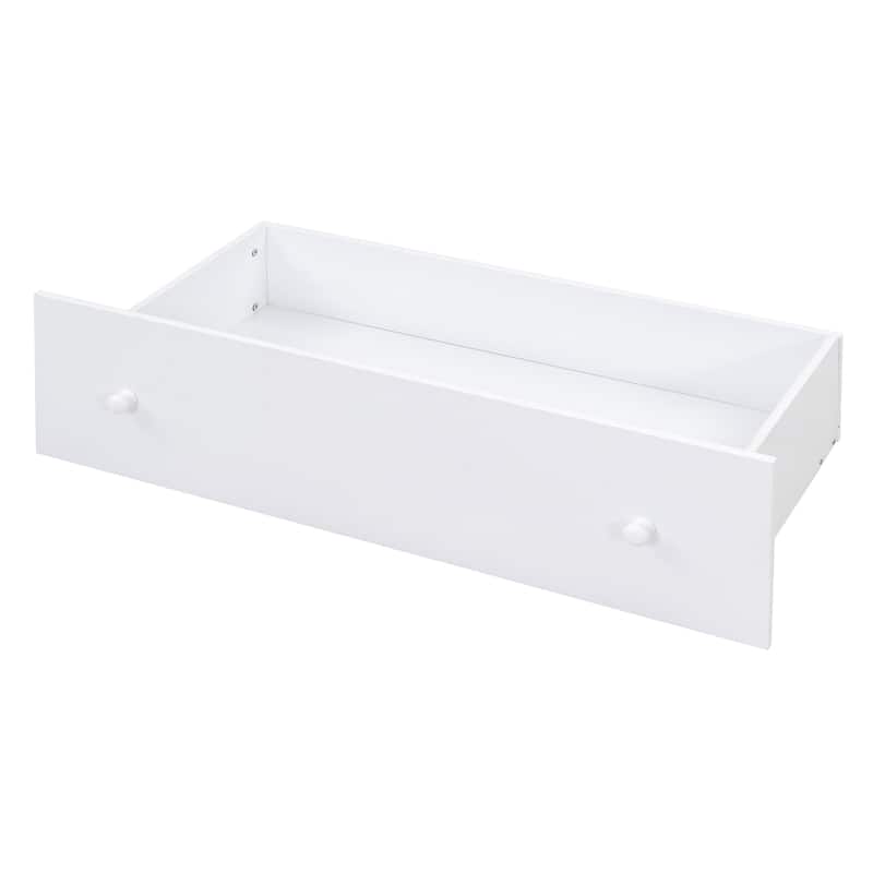 White Twin Size Solid Wood L-shaped Loft Bed with Drawers
