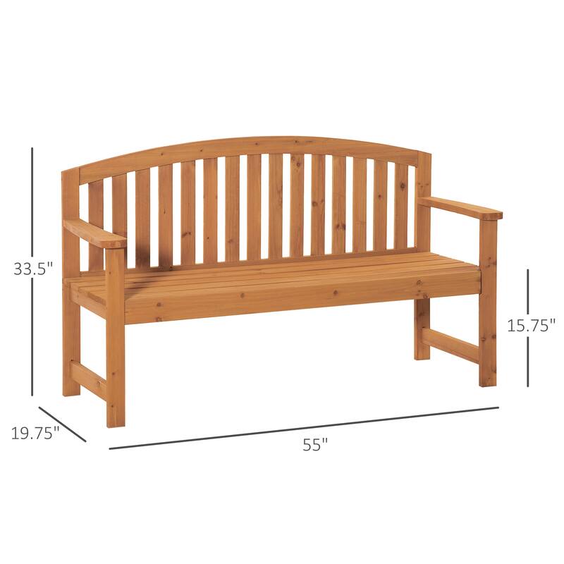 Outsunny 4.6' Wooden Garden Bench, 3 Seater Outdoor Patio Seat with Slatted Design for Deck, Porch or Garden, Natural