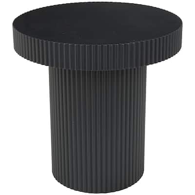 Wooden Dimensional Ribbed Accent Table - Black - Roche River Decor