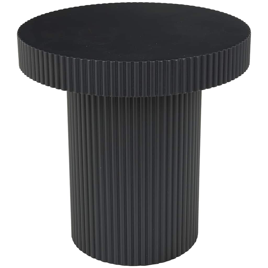 Wooden Dimensional Ribbed Accent Table - Black - Roche River Decor